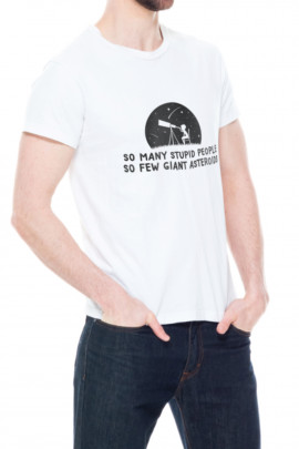 Футболка Trace of Space чоловіча біла "So many stupid people. So few giant asteroids"