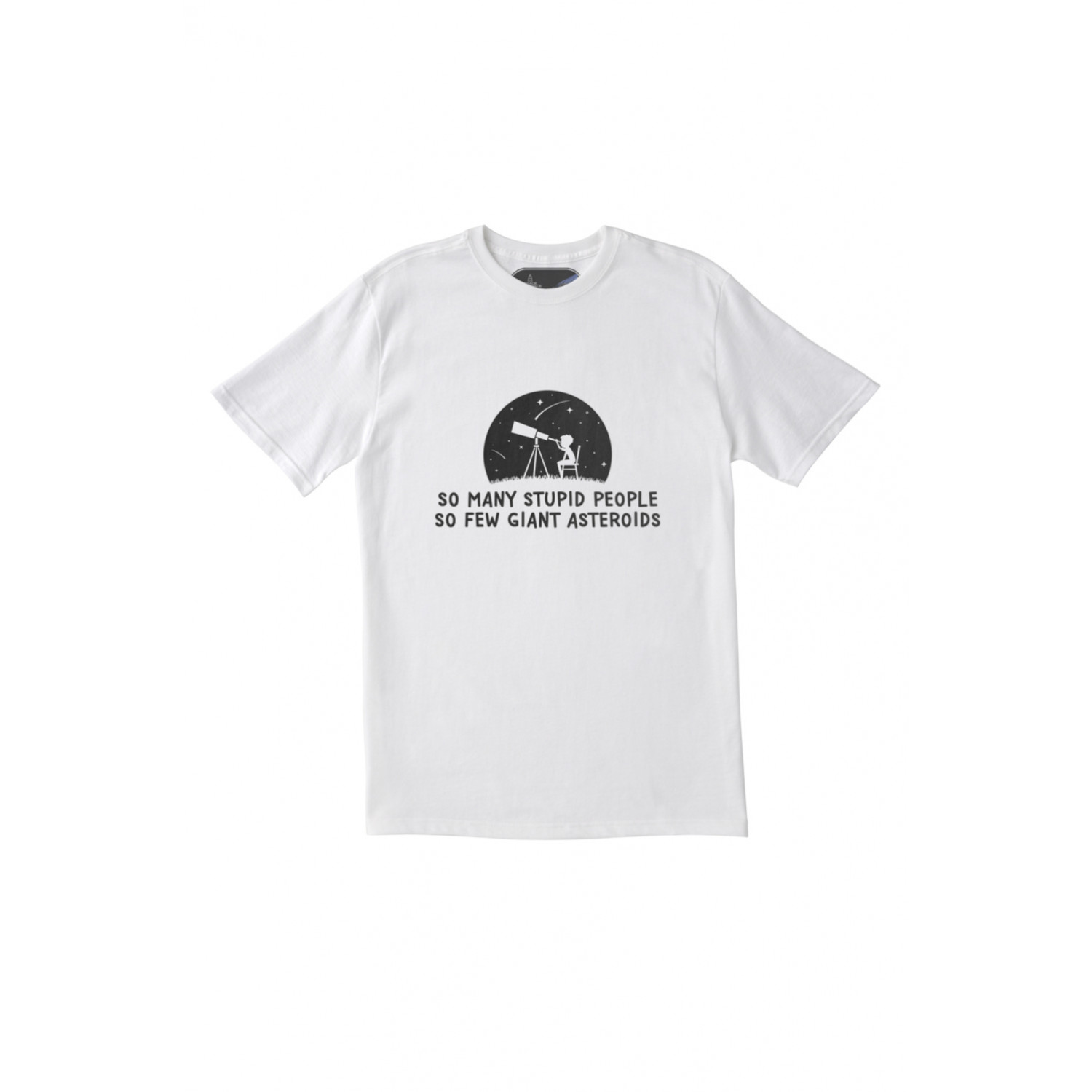 Футболка Trace of Space чоловіча біла "So many stupid people. So few giant asteroids"