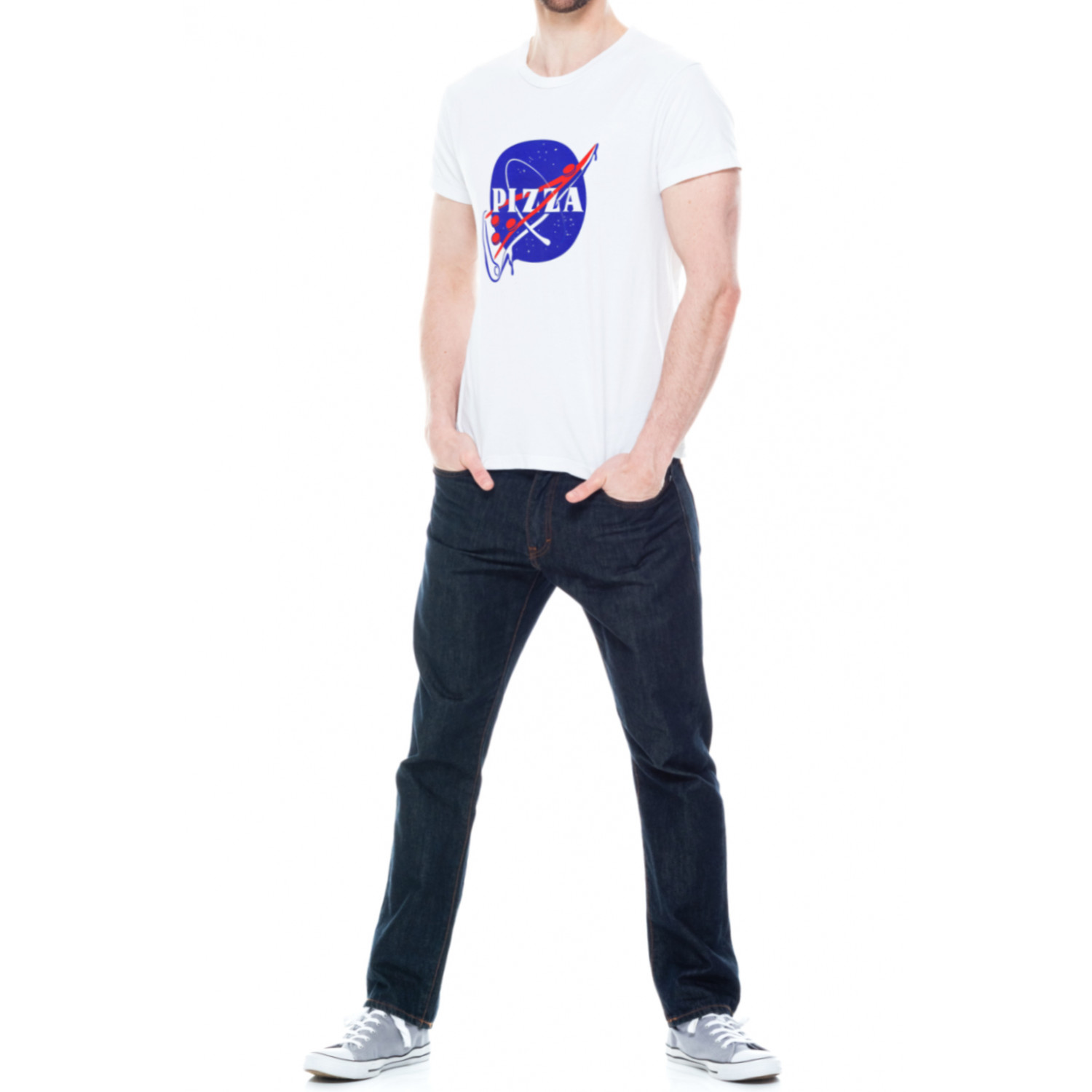 Футболка Trace of Space чоловіча біла "Pizza"