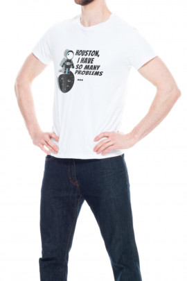 Футболка Trace of Space чоловіча біла "Houston, i have so many problems..."