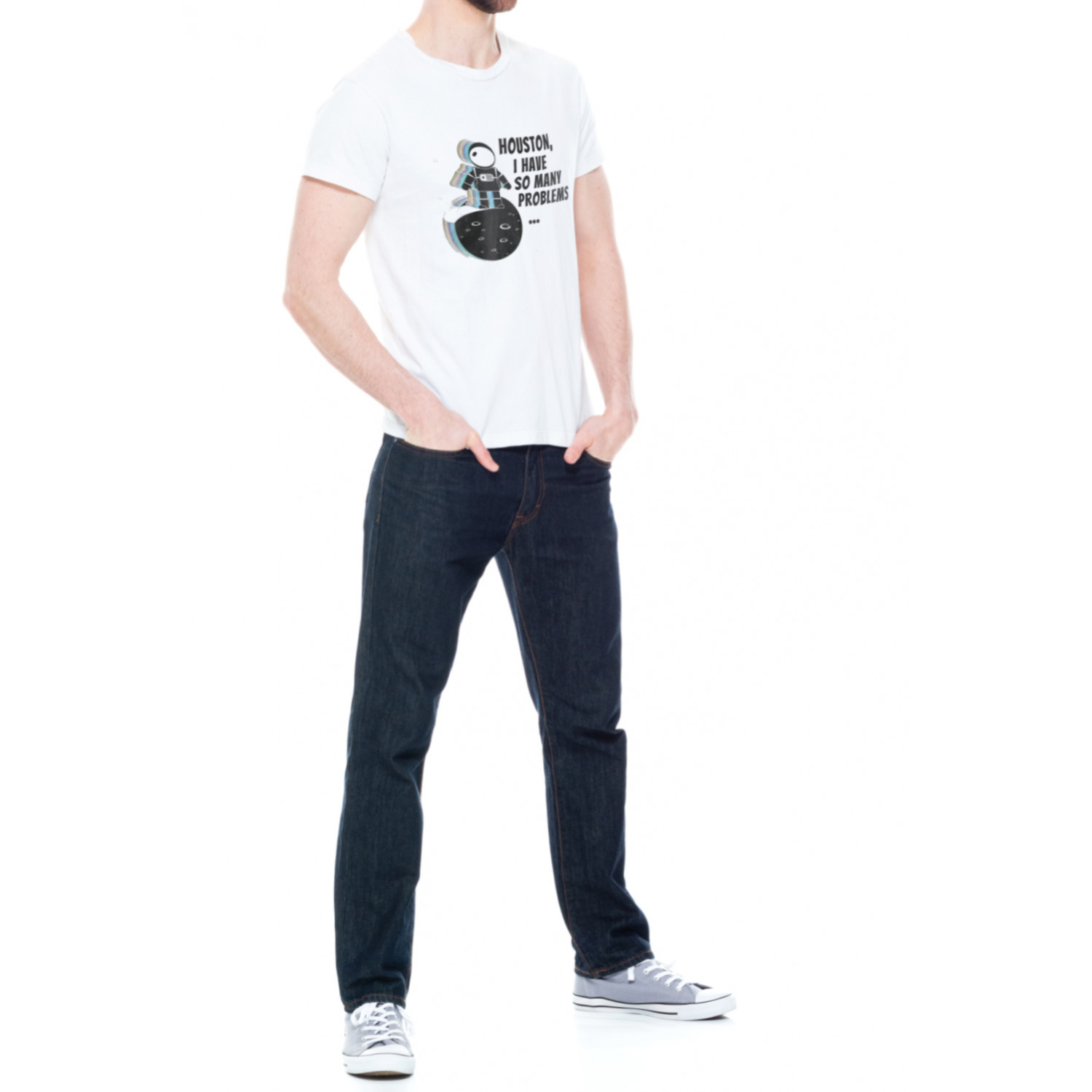 Футболка Trace of Space чоловіча біла "Houston, i have so many problems..."