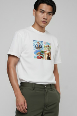 Футболка Akiba93 чоловіча біла з аніме принтом