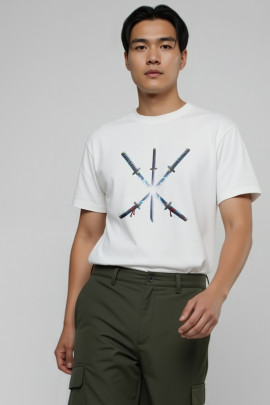 Футболка Akiba93 чоловіча біла з аніме принтом