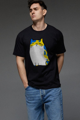 Футболка Aspirine чоловіча чорна патріотична "Кіт"