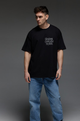 Футболка Aspirine  Oversize чоловіча чорна "Елегантний, витончений, стильний"