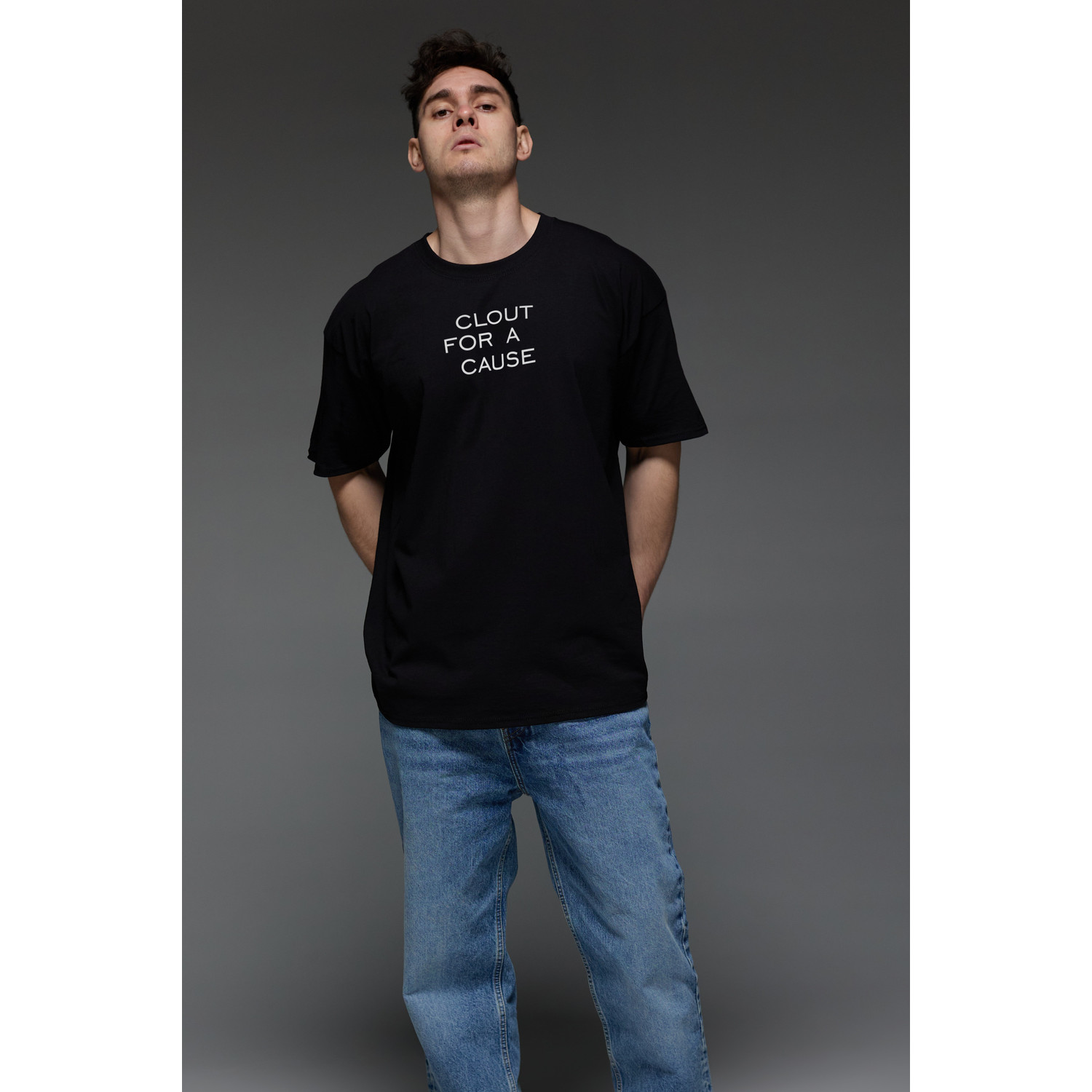 Футболка Aspirine  Oversize чоловіча чорна "Вплив на справу"