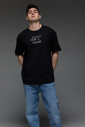 Футболка Aspirine  Oversize чоловіча чорна "Вплив на справу"