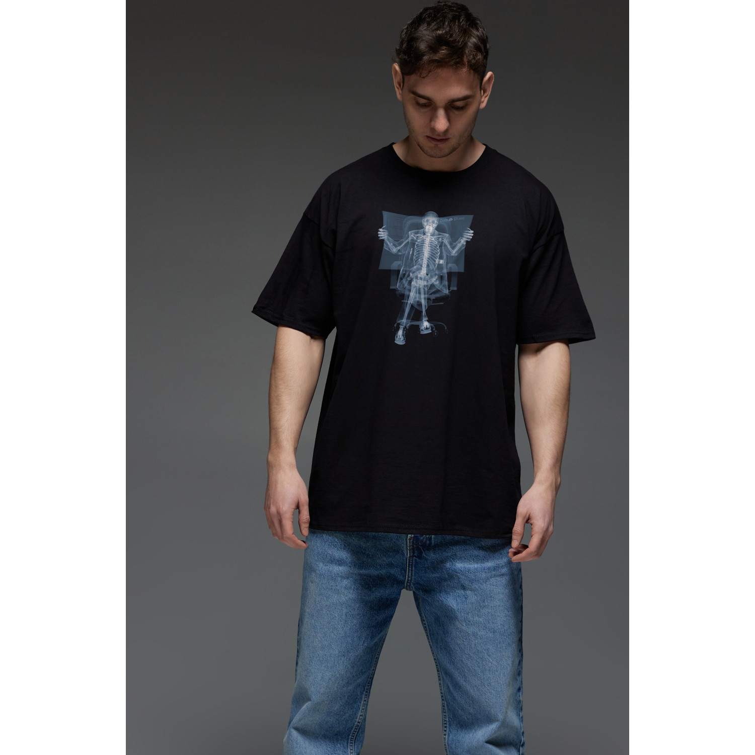 Футболка Aspirine  Oversize чоловіча чорна "Ренген новин"