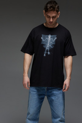 Футболка Aspirine  Oversize чоловіча чорна "Ренген новин"