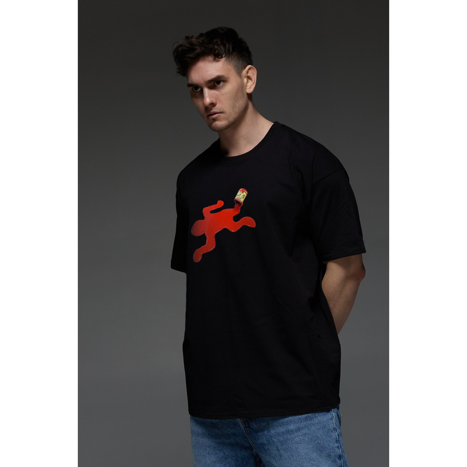 Футболка Aspirine  Oversize чоловіча чорна "Арт"