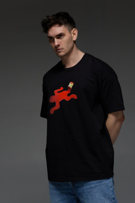 Футболка Aspirine  Oversize чоловіча чорна "Арт"