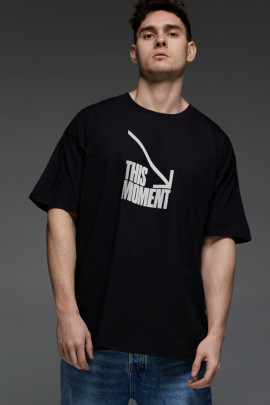 Футболка Aspirine  Oversize чоловіча чорна "Цей момент"