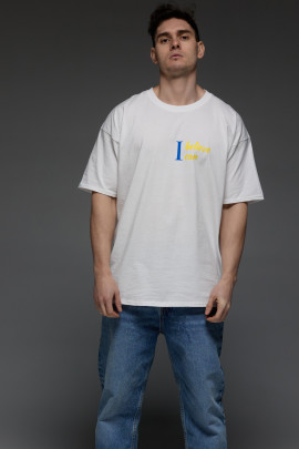 Футболка Aspirine  Oversize чоловіча біла "Я вірю. Я можу"