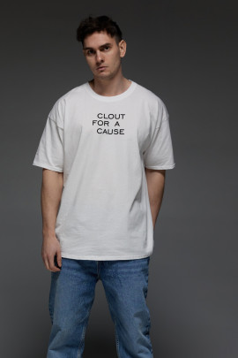 Футболка Aspirine  Oversize чоловіча біла "Вплив на справу"