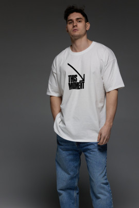 Футболка Aspirine  Oversize чоловіча біла "Цей момент"