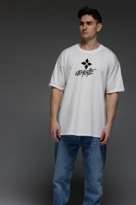 Футболка Aspirine  Oversize чоловіча біла "Елемент"