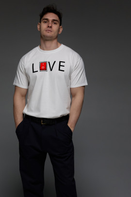 Футболка Aspirine чоловіча біла принт "Love on/off"