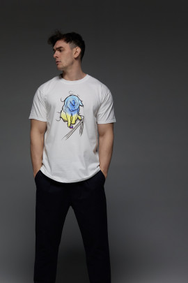 Футболка Aspirine чоловіча біла принт "Українский кіт"