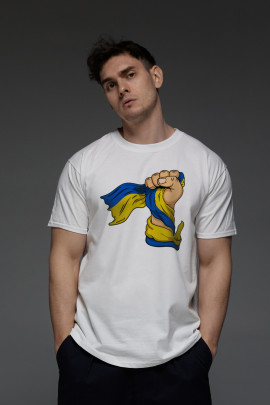 Футболка Aspirine чоловіча біла патріотична  "Флаг"