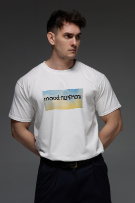 Футболка Aspirine чоловіча біла  патріотична "mood: ПЕРЕМОГА"