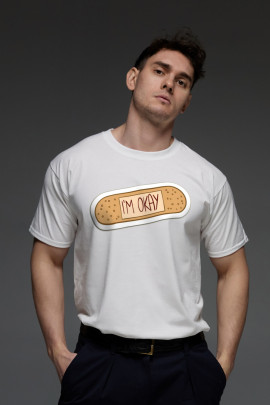 Футболка Aspirine чоловіча біла   "I`m okay"