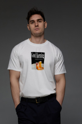 Футболка Aspirine чоловіча біла  "Good morning hedonist people"