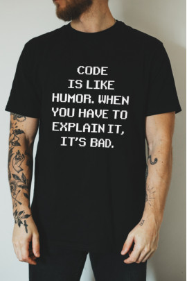 Футболка Ctrl+ "Code is like humor."