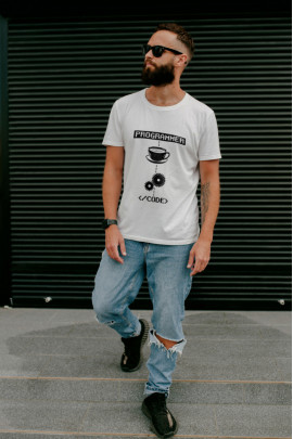 Футболка Ctrl+ чоловіча біла  "Programmer"