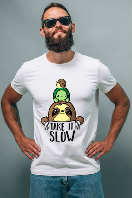 Футболка Ctrl+ чоловіча біла  "Take it slow"