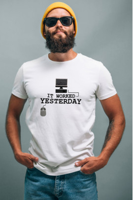 Футболка Ctrl+ чоловіча біла  "It worked yesterday"