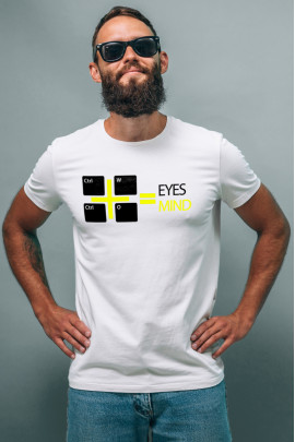 Футболка Ctrl+ чоловіча біла  "Eyes mind"