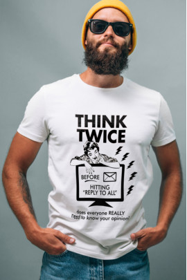 Футболка Ctrl+ чоловіча біла  "Think twice"