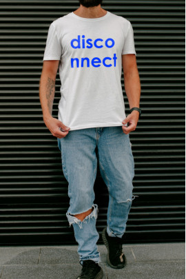 Футболка Ctrl+ чоловіча біла  "disconnect"