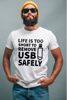 Футболка Ctrl+ чоловіча біла  "Life is..."