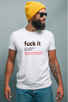 Футболка Ctrl+ чоловіча біла  "Fuck it..."