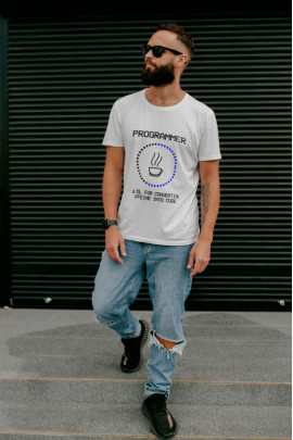 Футболка Ctrl+ чоловіча біла  "Programmer..."