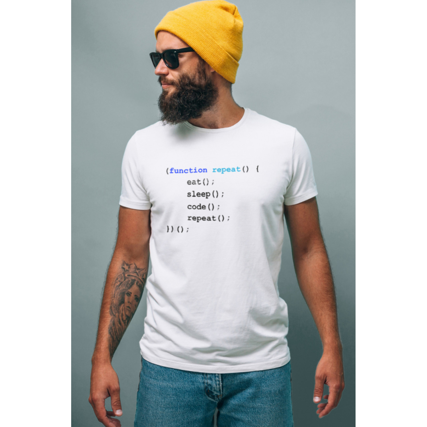 Футболка Ctrl+ чоловіча біла  "function repeat.."