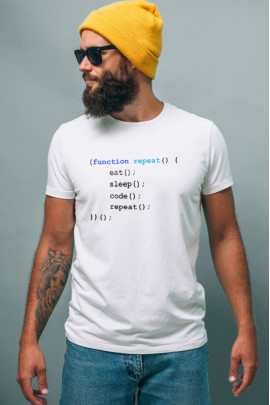Футболка Ctrl+ чоловіча біла  "function repeat.."