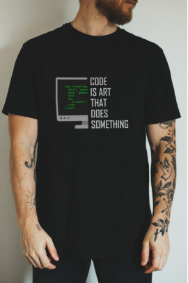 Футболка чорна чоловіча Ctrl+ "Code is art that does something"