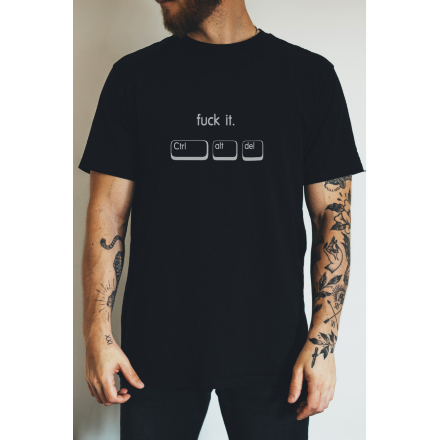 Футболка чорна чоловіча Ctrl+ "Fuck it. Ctrl alt del"