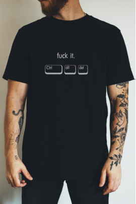 Футболка чорна чоловіча Ctrl+ "Fuck it. Ctrl alt del"
