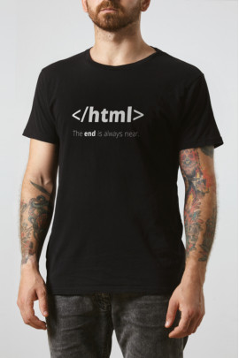 Футболка чорна чоловіча Ctrl+ "</html> The end is always near"