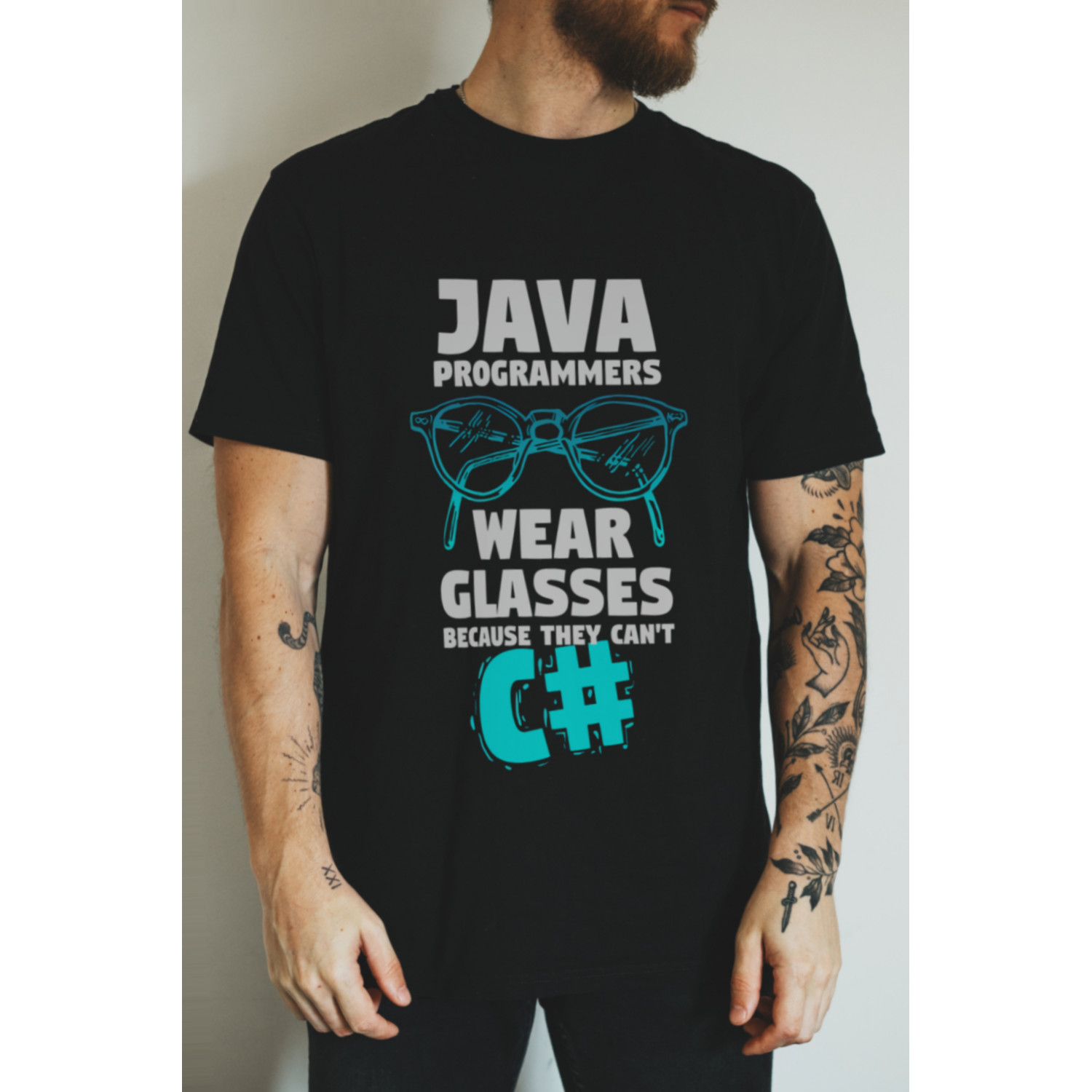 Футболка чорна чоловіча Ctrl+ "Java programmers wear glasses..."