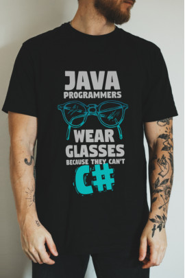 Футболка чорна чоловіча Ctrl+ "Java programmers wear glasses..."