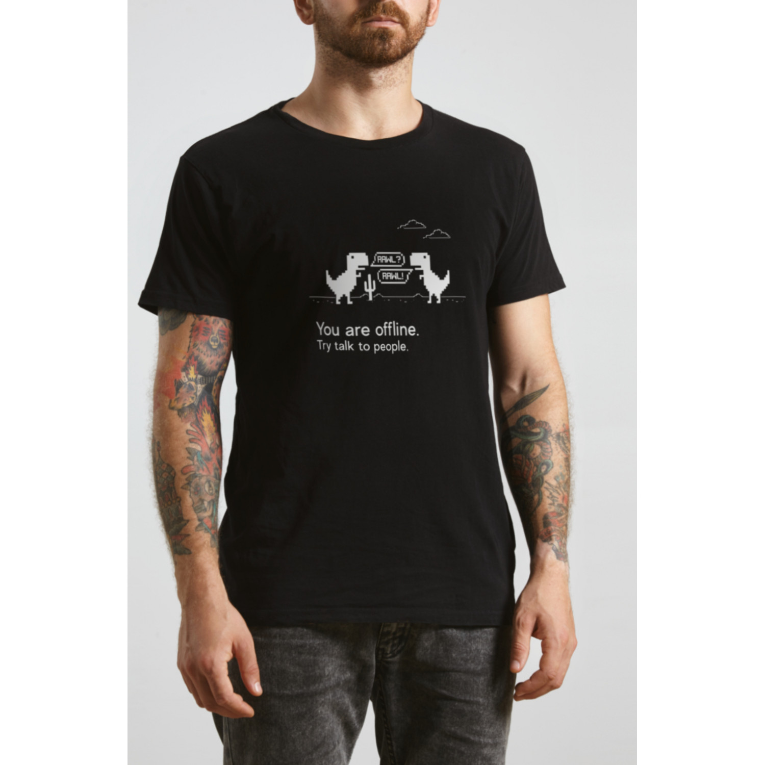Футболка чорна чоловіча Ctrl+ "You are offline. Try talk to people"