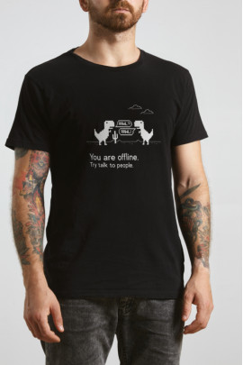 Футболка чорна чоловіча Ctrl+ "You are offline. Try talk to people"