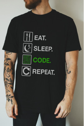 Футболка чорна чоловіча Ctrl+ "eat. sleep. code. repeat"