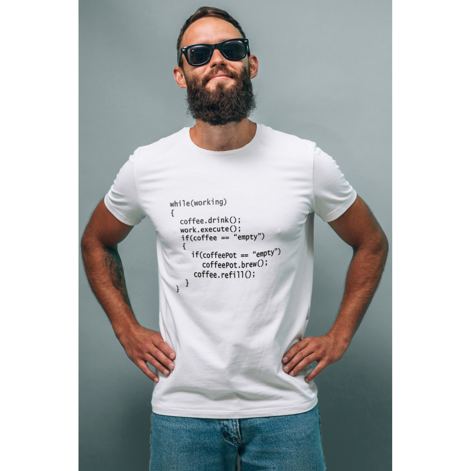 Футболка біла чоловіча Ctrl+ "while (working)"