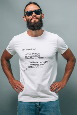 Футболка біла чоловіча Ctrl+ "while (working)"