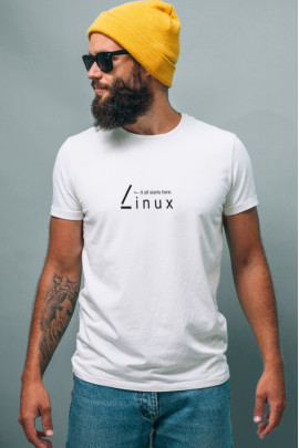 Футболка біла чоловіча Ctrl+ "Linux. <__it all starts here"